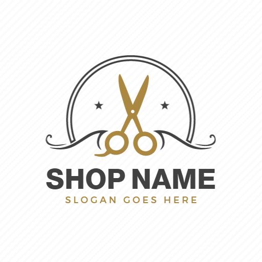 Elegant Gold Scissors Design Representing Barber Shop Logo Template