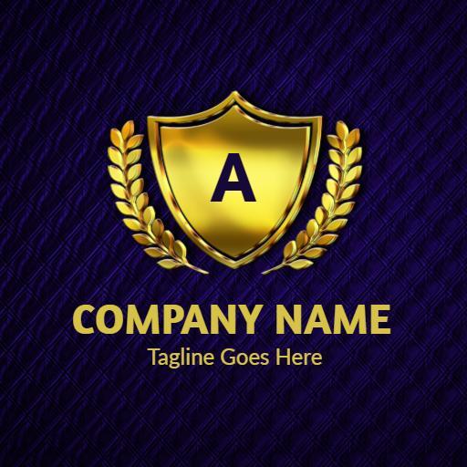 Elegant Gold Shield Design for Brand Identity Mockup Logo Template