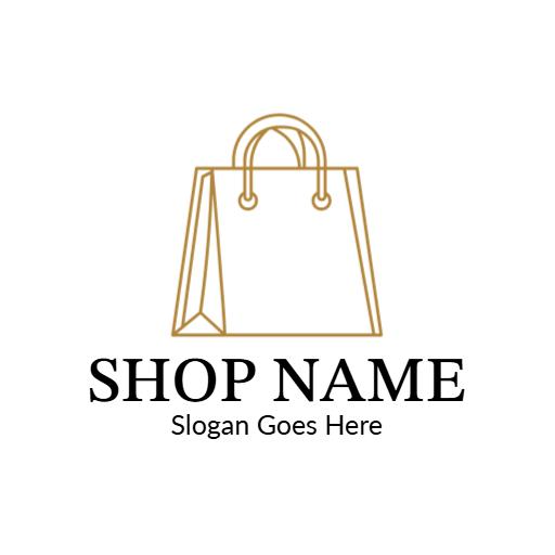 Elegant Gold Shopping Bag Illustrating Retail Shop Logo Template