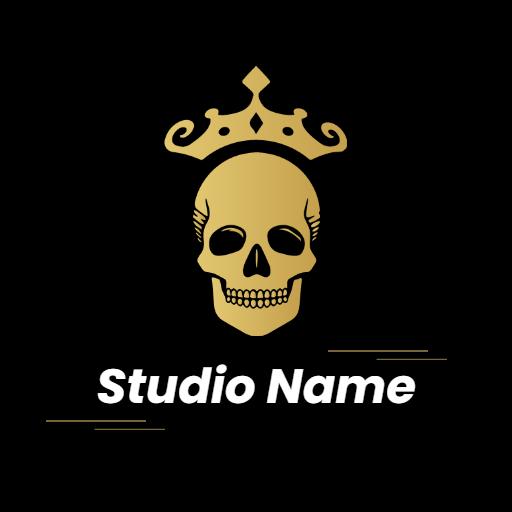Elegant Gold Skull Design with Crown for Studio Branding Logo Template