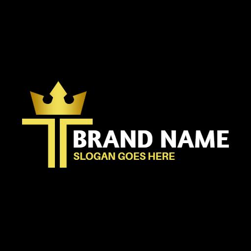 Elegant Gold T Letter Design Incorporating a Crown Logo Template
