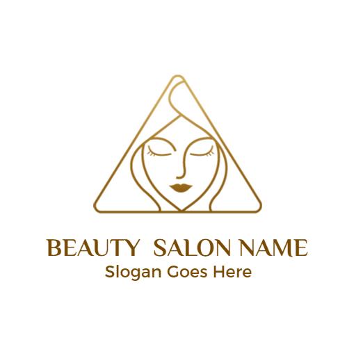 Elegant Gold Triangle Design Showcasing Beauty Salon Logo Template