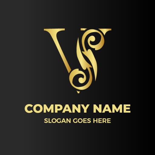 Elegant Gold V Letter Design Showcasing Luxury Brand Logo Template