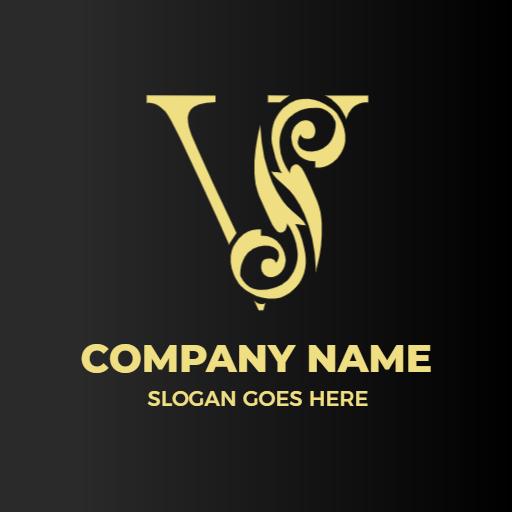 Elegant Gold V Letter Design with Intricate Flourishes Logo Template