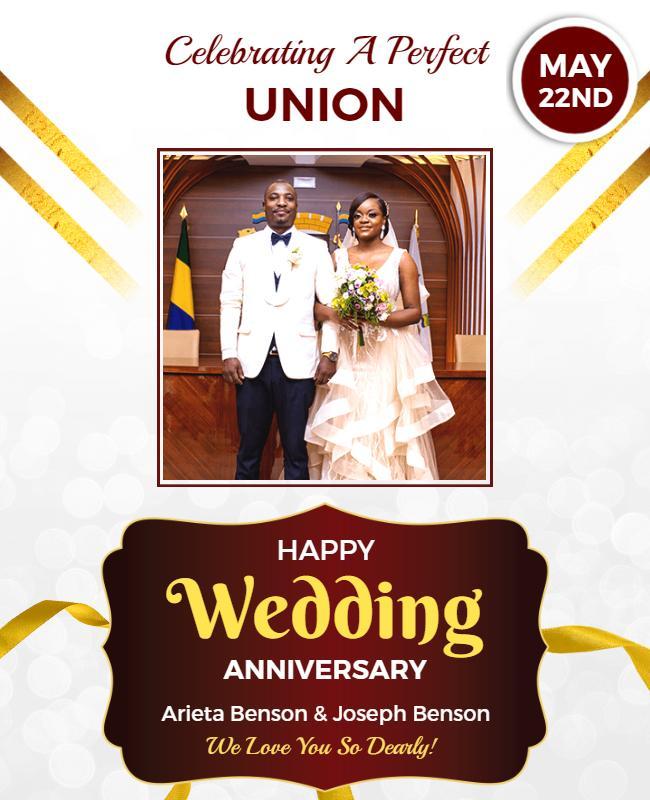 Elegant Gold Wedding Anniversary Celebration Poster Template