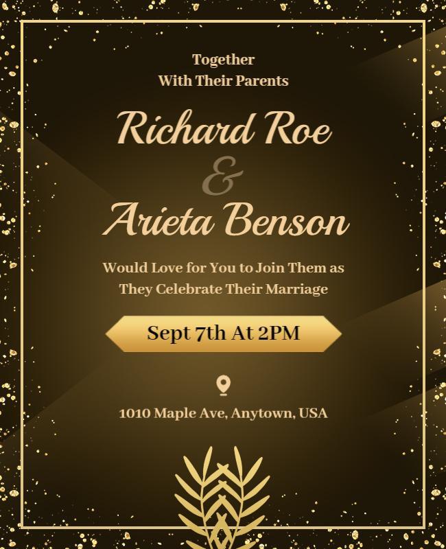 Elegant Gold Wedding Invitation Flyer Template