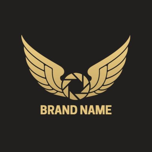 Elegant Gold Wings Design Representing Royal Photography Logo Template