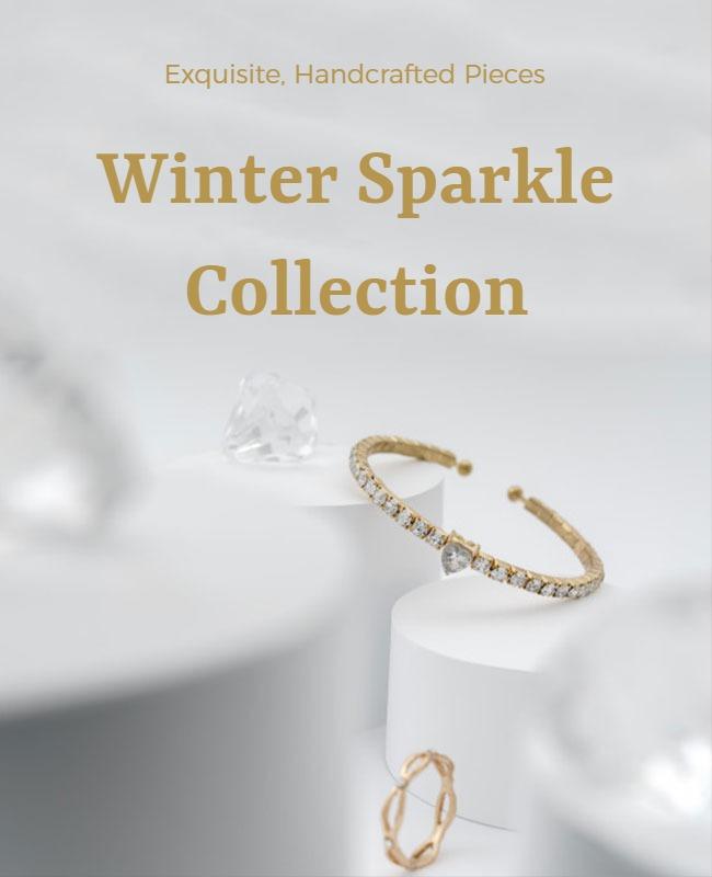Elegant Gold Winter Sparkle Jewelry Collection Poster Template