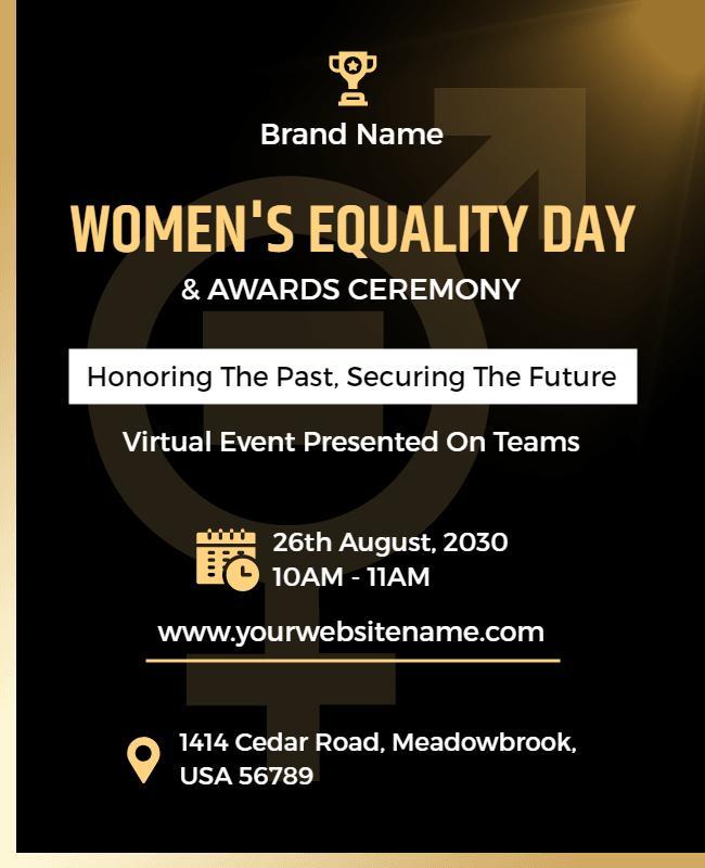 Elegant Gold Women's Equality Day Awards Ceremony Poster Template
