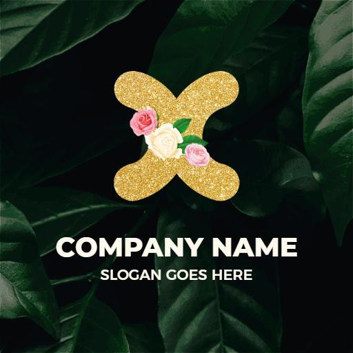 Elegant Gold X Letter with Floral Accents Logo Template