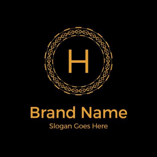 Elegant Golden Circular Design Featuring Initials Logo Template