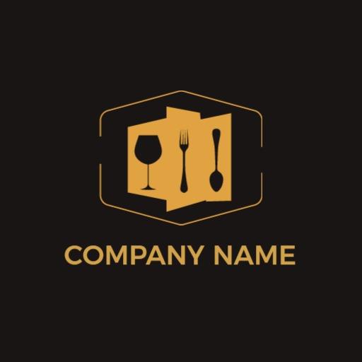 Elegant Golden Cutlery and Glass Representing Luxury Dining Logo Template