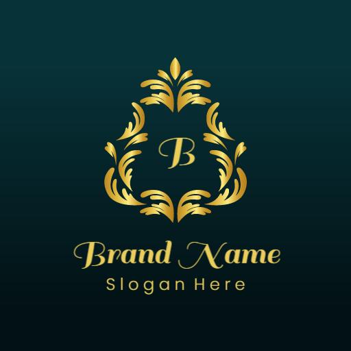 Elegant Golden Detailed Floral Motif Representing Luxury Logo Template