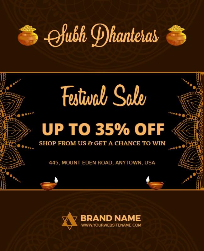 Elegant Golden Dhanteras Festival Sale Flyer Template