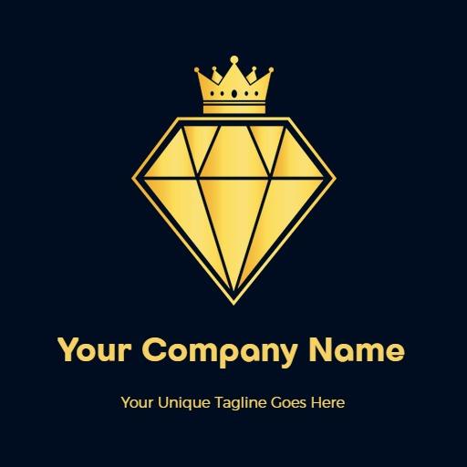 Elegant Golden Diamond Design with Royal Crown Logo Template