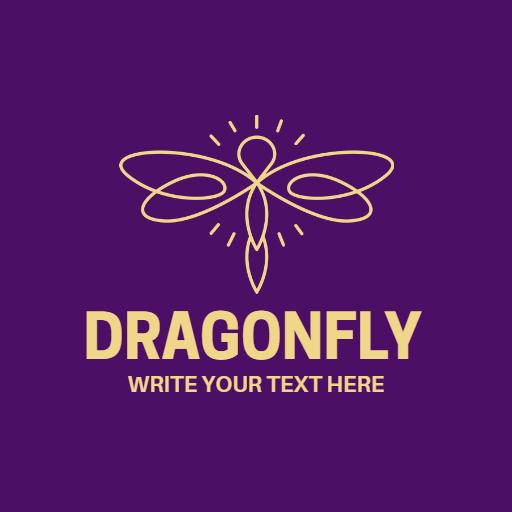 Elegant Golden Dragonfly Design on Deep Purple Background Logo Template