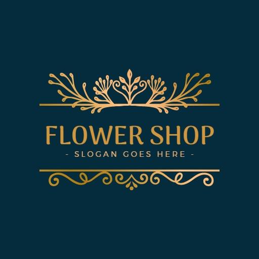 Elegant Golden Floral Design for Flower Shop Logo Template