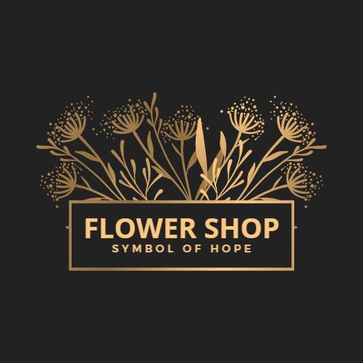 Elegant Golden Floral Design for Luxury Flower Shop Logo Template