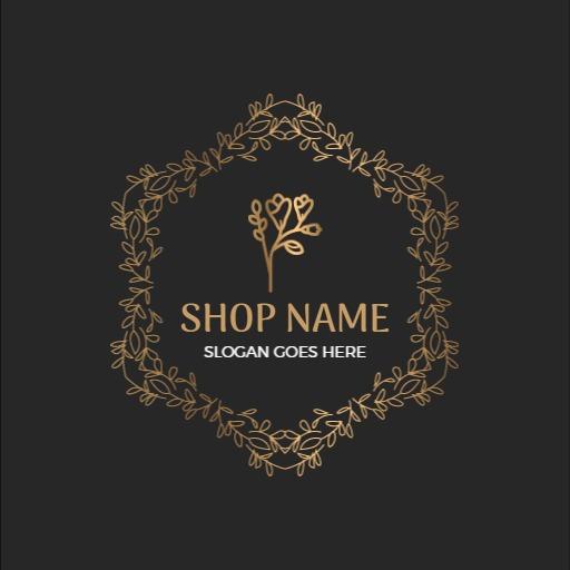 Elegant Golden Floral Design for Your Shop Name Logo Template
