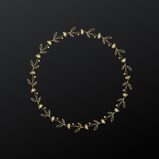 Elegant Golden Floral Design Inside a Blank Circle Logo Template