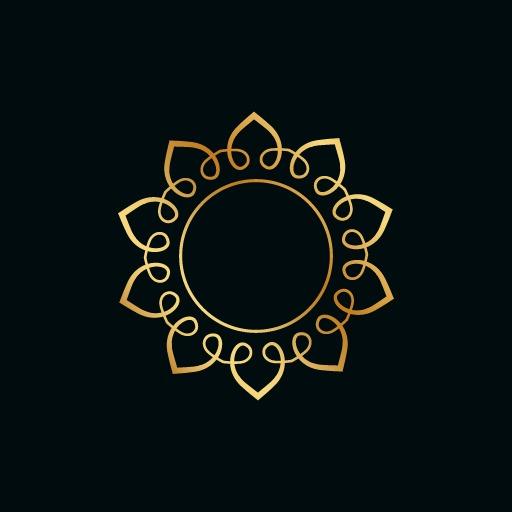 Elegant Golden Floral Design with Blank Circle Logo Template