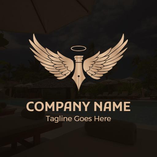 Elegant Golden Fountain Pen Design Reflecting Luxury Logo Template