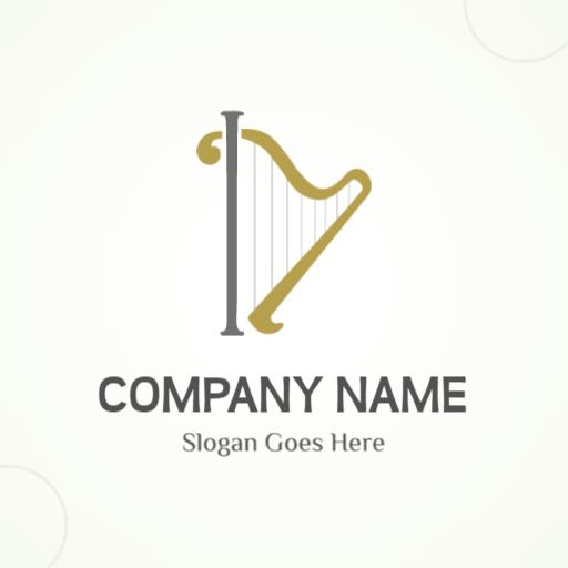Elegant Golden Harp Design Representing Music Industry Logo Template
