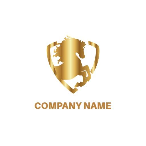 Elegant Golden Horse Shield Symbolizing Luxury Branding Logo Template