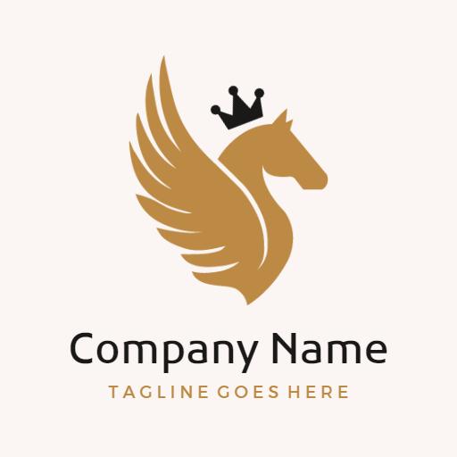 Elegant Golden Horse with Majestic Wings Logo Template