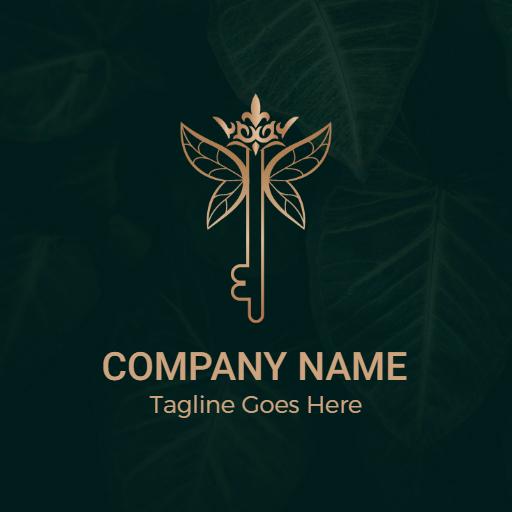 Elegant Golden Key Design Symbolizing Luxury Services Logo Template