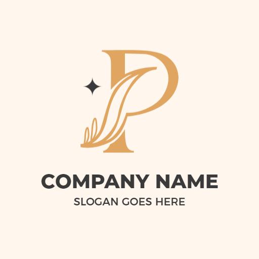 Elegant Golden P Letter Design with Stylish Flourish Logo Template