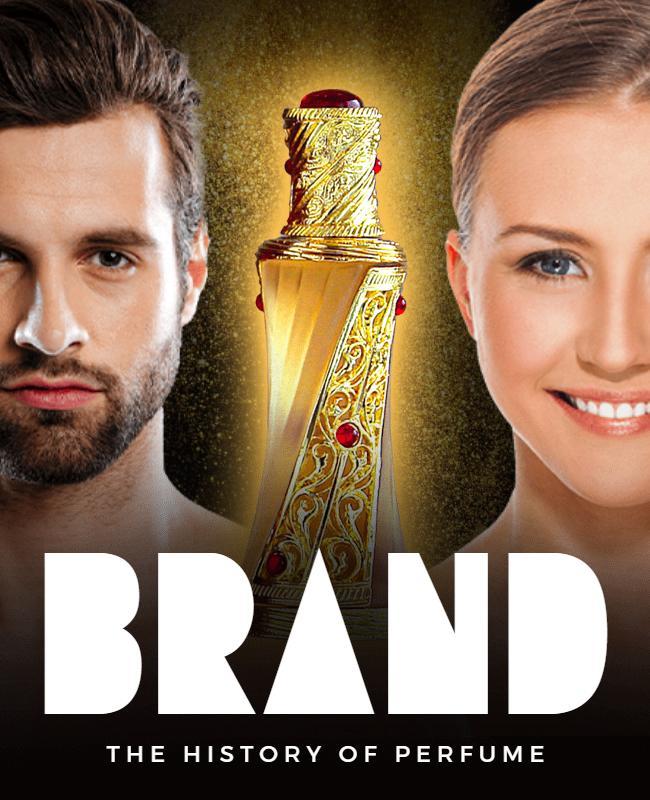 Elegant Golden Perfume History Showcase Poster Template