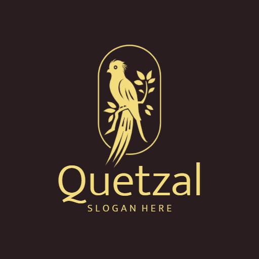 Elegant Golden Quetzal Bird Emphasizing Nature Logo Template