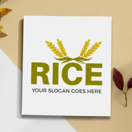 Elegant Golden Rice Grain Design Representing Quality Logo Template