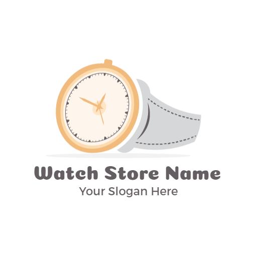 Elegant Golden Round Watch Design for Trendy Store Logo Template