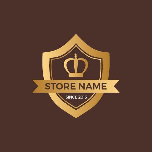 Elegant Golden Shield Design Representing Premium Store Logo Template