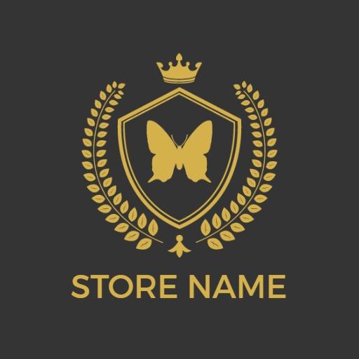 Elegant Golden Shield Design with Butterfly Emblem Logo Template
