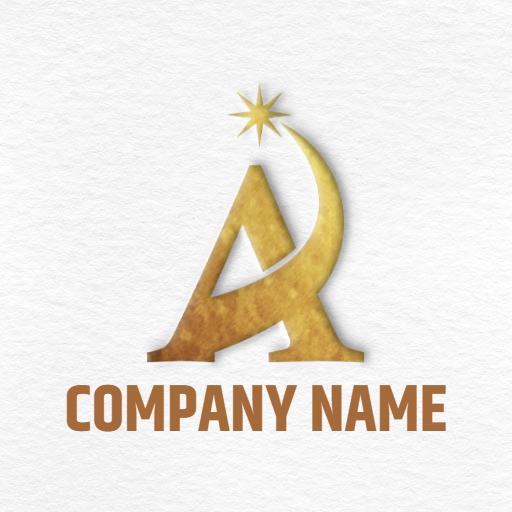 Elegant Golden Star and Crescent Design Mockup Logo Template