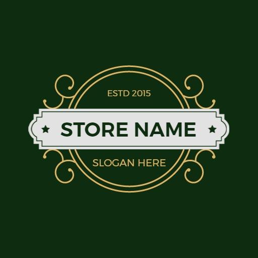 Elegant Golden Store Design Featuring Classic Emblems Logo Template