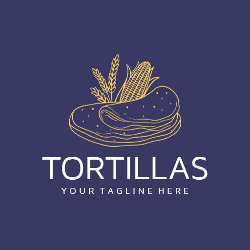 Elegant Golden Tortilla Design with Natural Ingredients Logo Template