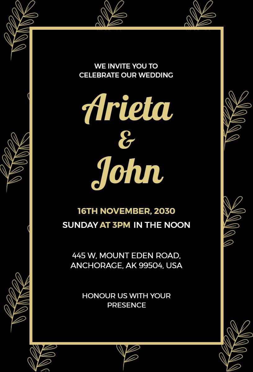 Elegant Golden Wedding Celebration Invitation Template