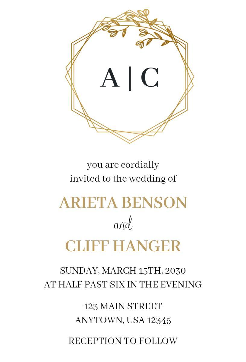 Elegant Golden Wedding Ceremony Invitation Template
