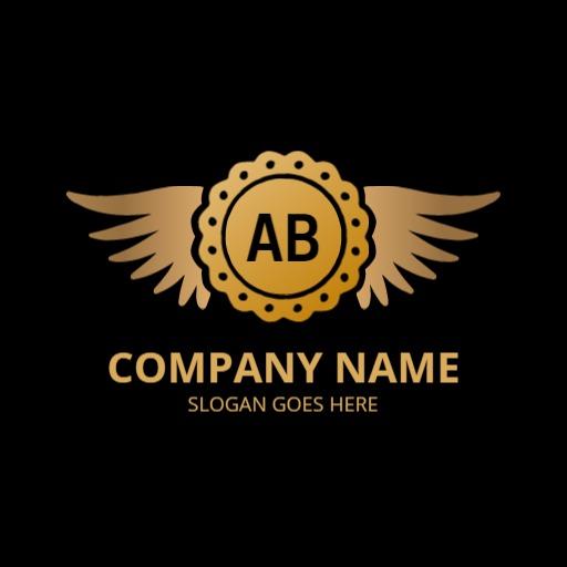 Elegant Golden Wings and Badge Emblem Business Logo Template
