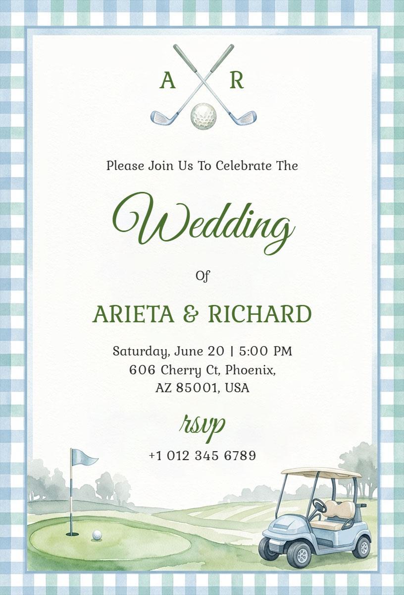 Elegant Golf-Themed Wedding Celebration Invitation Template
