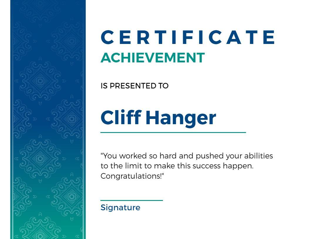 Elegant Gradient Blue Achievement Recognition Certificate Template