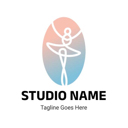 Elegant Gradient Blue and Pink Ballet Dance Studio Logo Template