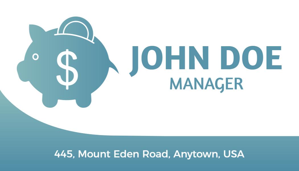 Elegant Gradient Piggy Bank Financial Manager Visiting Card Template