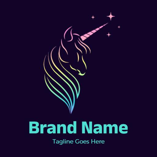 Elegant Gradient Unicorn with Magical Elements Logo Template