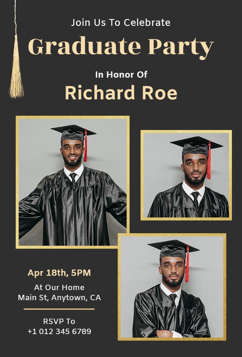 Elegant Graduation Celebration Photo Party Invitation Template