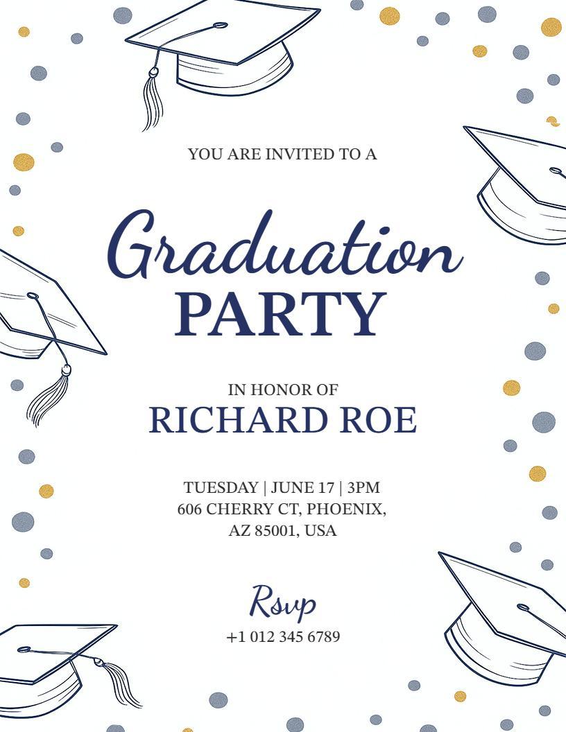 Elegant Graduation Party Celebration Invitation Flyer Template